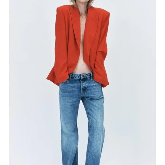 Zara Jackets & Blazers - Zara Womens Blazer Suit Jacket Large L Pumpkin orange Lined 2922/041 NWT